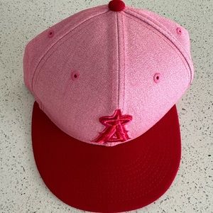 Unique Red & Pink Los Angeles Angels Fitted Hat 7 1/4